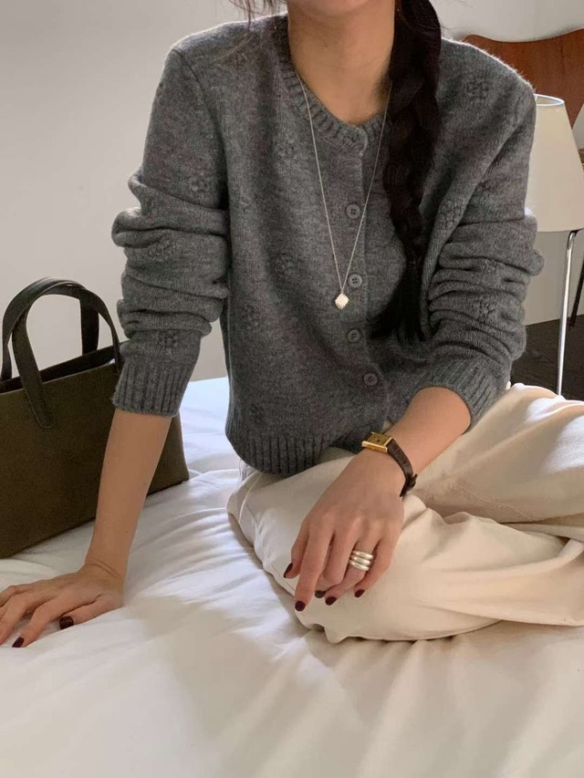 (予約) AREING / Bubble flower cardigan 2color