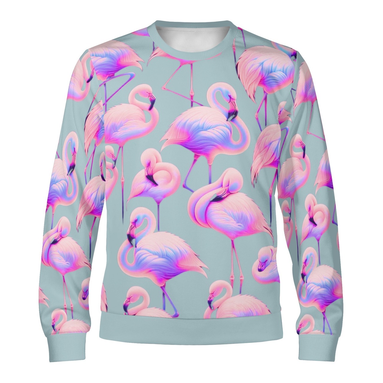 Unisex Custom Winter Crewneck Pullover Sweatshirt Neon Blue 4529