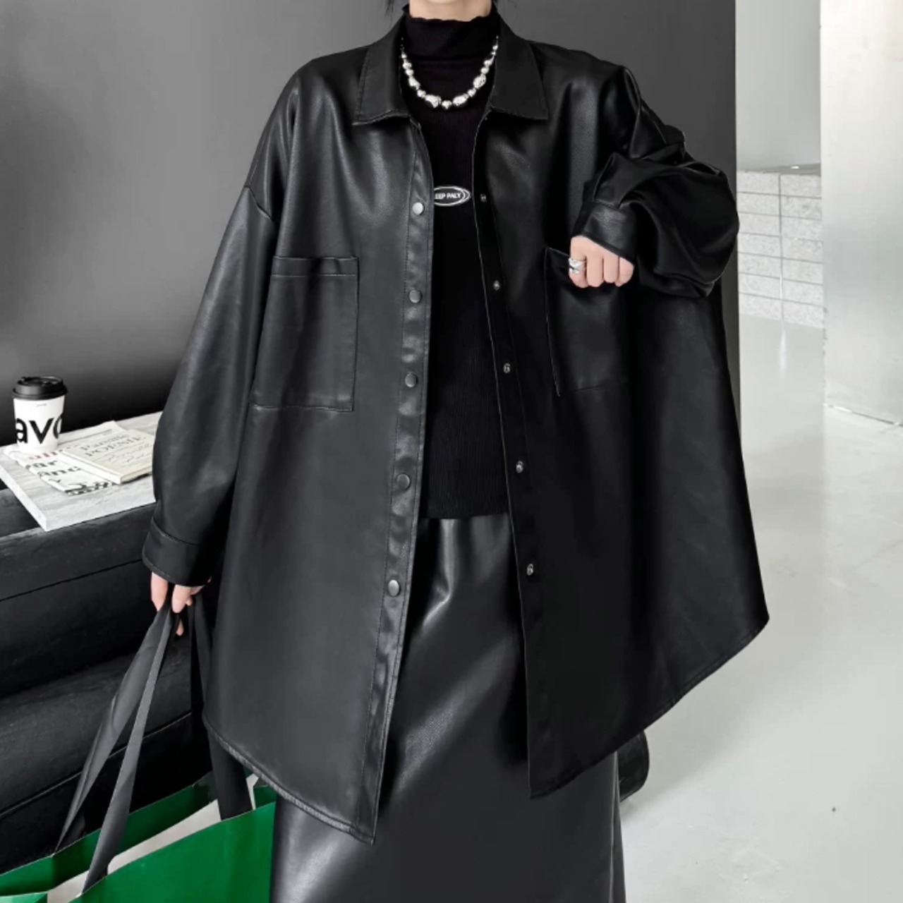 PU leather shirt (ME469)