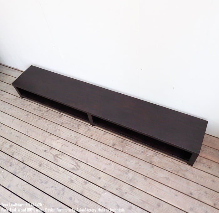 超低い！チーク無垢材 テレビ台 210cm SLDB ローボード ダークブラウン