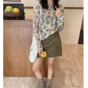 ニュアンスフラワープリントロングTシャツ 2litr05644