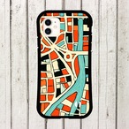 受注生産 iPhoneケース 赤い街区と水色道路の地図柄｜地図コラージュ UMAP034B