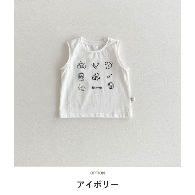 【BABY】デイリー絵文字プリントノースリーブTシャツ - 4
