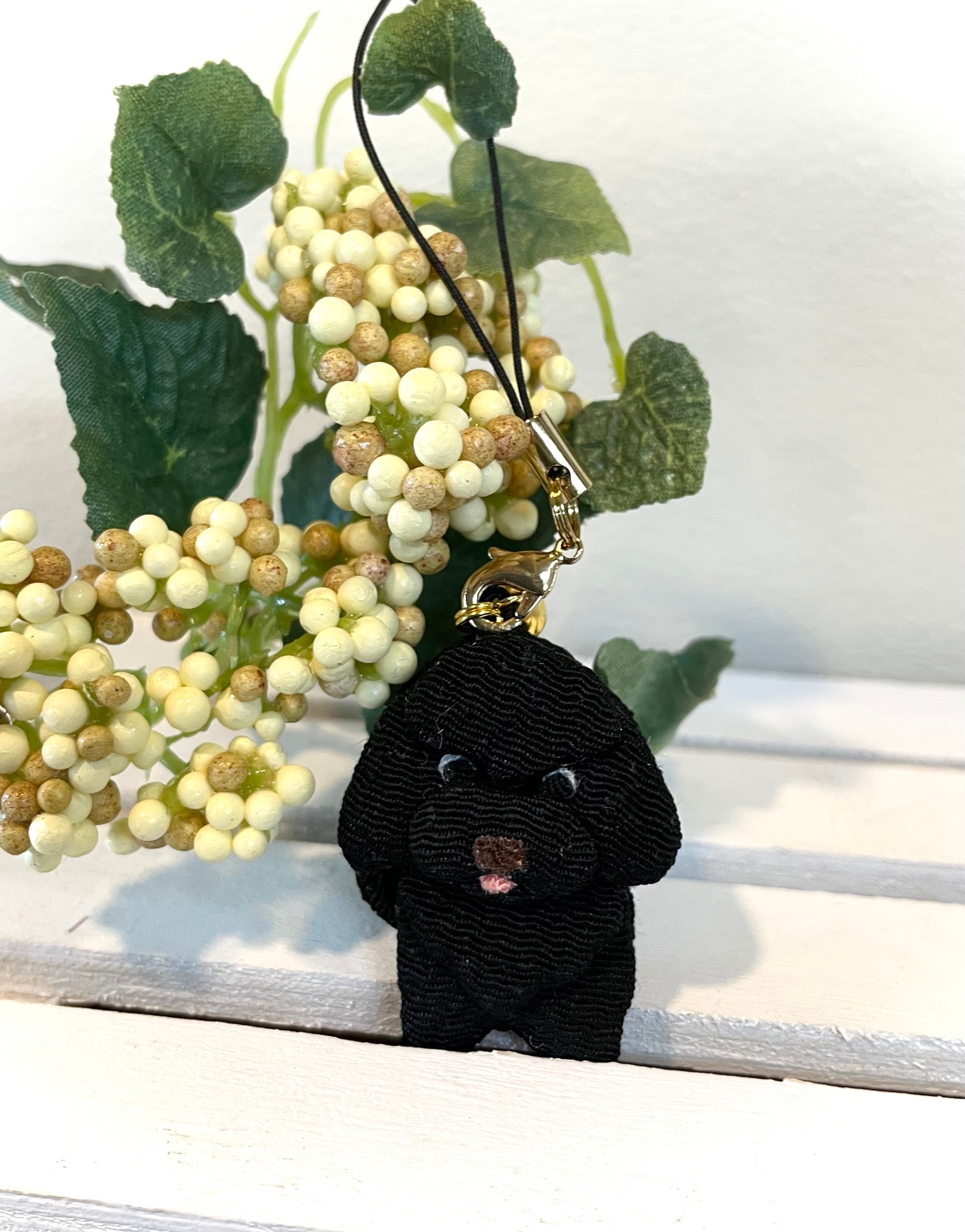 トイプードル《ブラック》♡ちりめん根付ストラップ