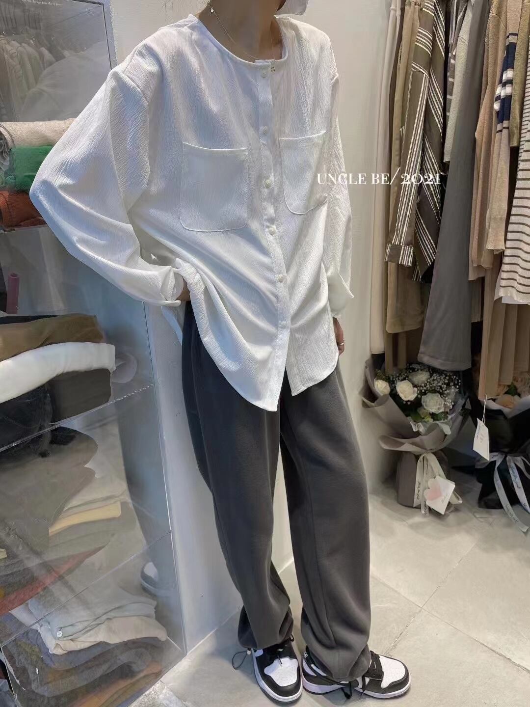 ノーカラーブラウス　AJ2205-756