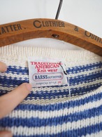 1990’s USA Cotton Linen Border Stripe Knit Sweater／38
