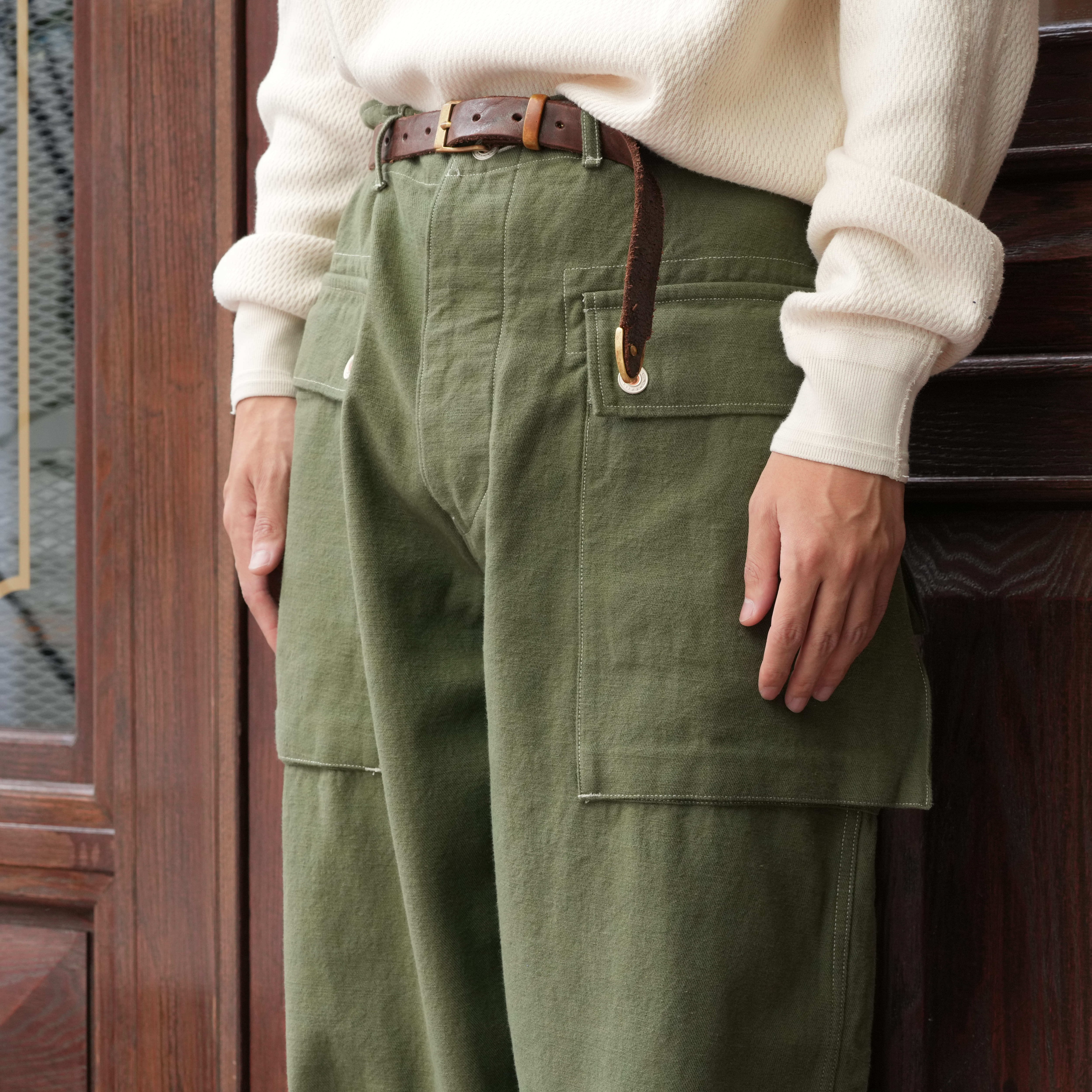 Herill オリーブ ワークパンツ ハイウエスト HERILL(へリル)24AW 