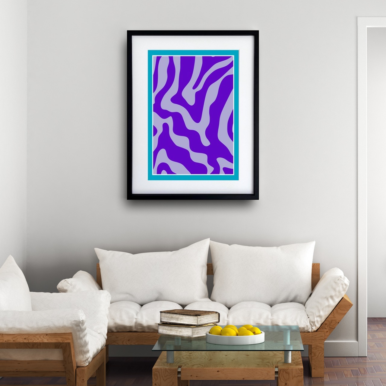 静寂の流れ Ⅹ｜縦に重なる曲線が空間を整えるモノトーン抽象アートポスター｜ミニマルインテリアに調和｜A4ポスター