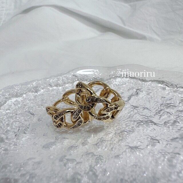 金アレ対応 ゴールドカラーのツイストピアス (087)