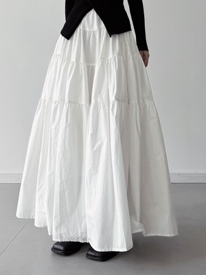 French bubble pleated wide long skirt 2color [T2455]