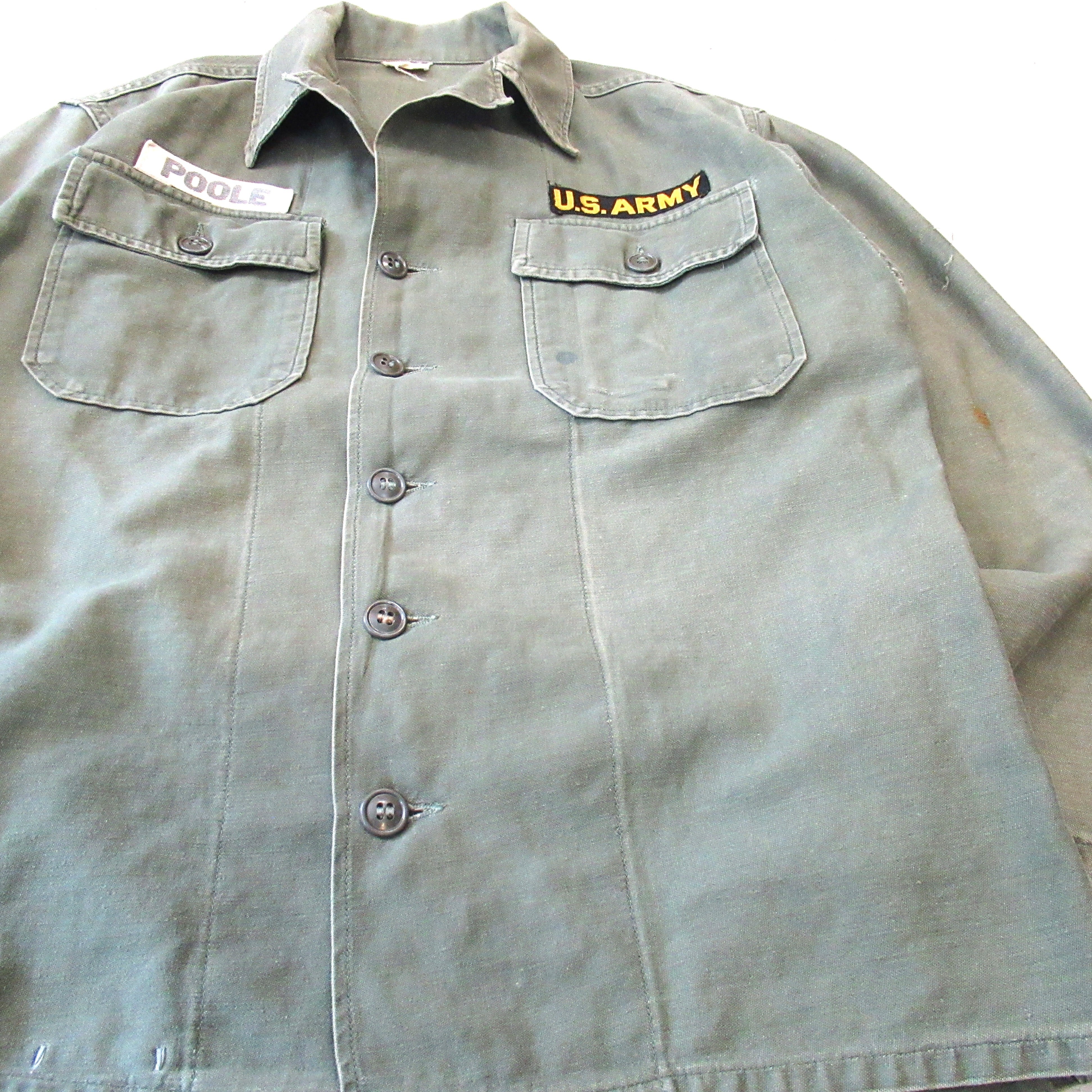 60S U.S.ARMY OG-107 筒袖 1st後期 Utility Shirt 【About 16 1/2