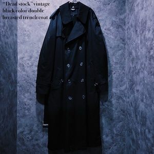 【doppio】“Dead stock”vintage black color double breasted trench coat