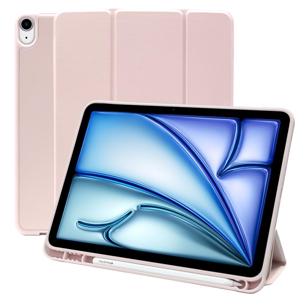 MS factory iPad Air 11インチ ケース M4 M3 M2 第5/4世代 用 カバー ペン収納 耐衝撃 ソフトTPU アイパッドエアー 10.9インチ 第5世代 第4世代 Apple Pencil Pro 対応 ピンクサンド IPDA4-S-HDR-PK