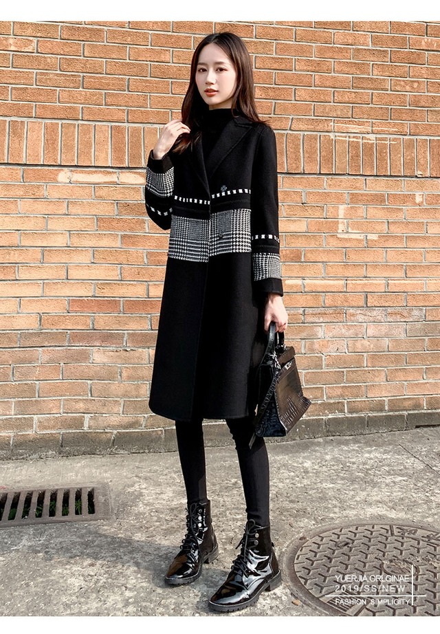 コート レディース 秋冬 千鳥格子 ブラック 黒 レディースコート ウールコート Ksi ケイエスアイ Shop