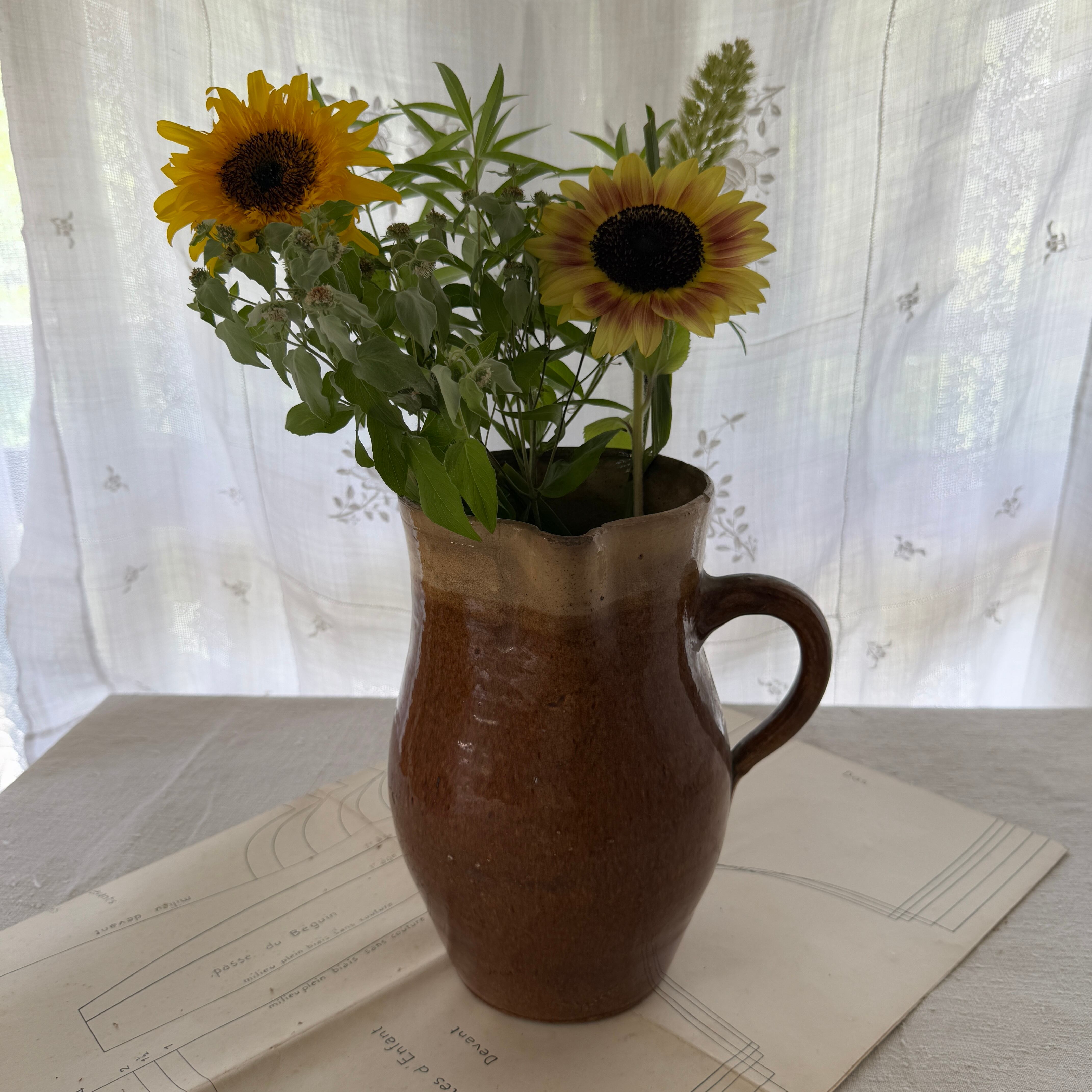19th Century Provancal Terracotta Water Jug-Large Glazed