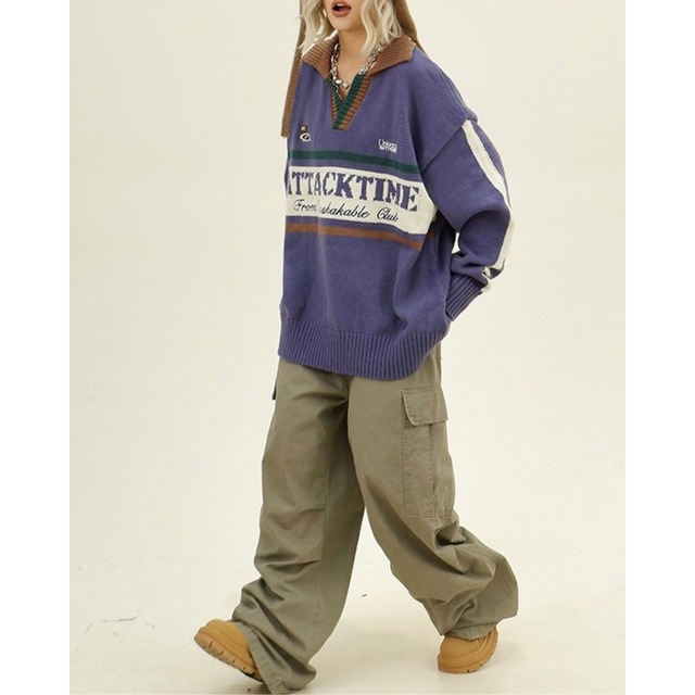 color polo knit　カラーポロニット　J0418