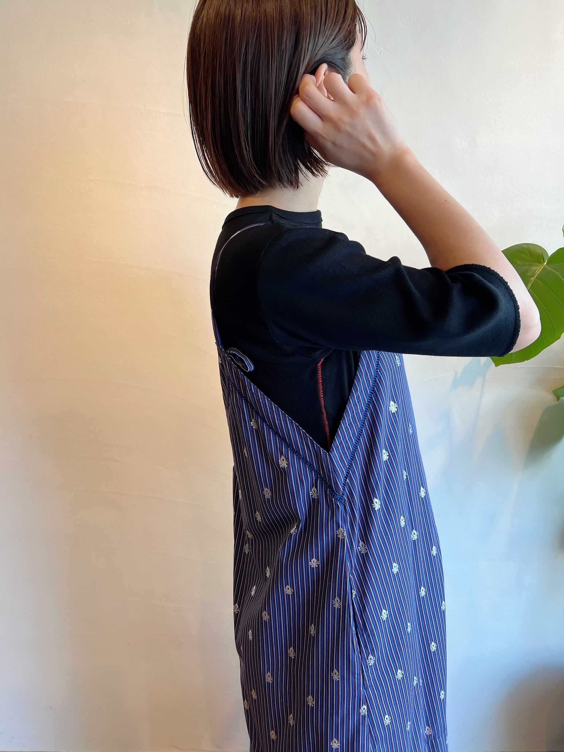 ne Quittez pas / コットンポプリンストライプホイルプリント