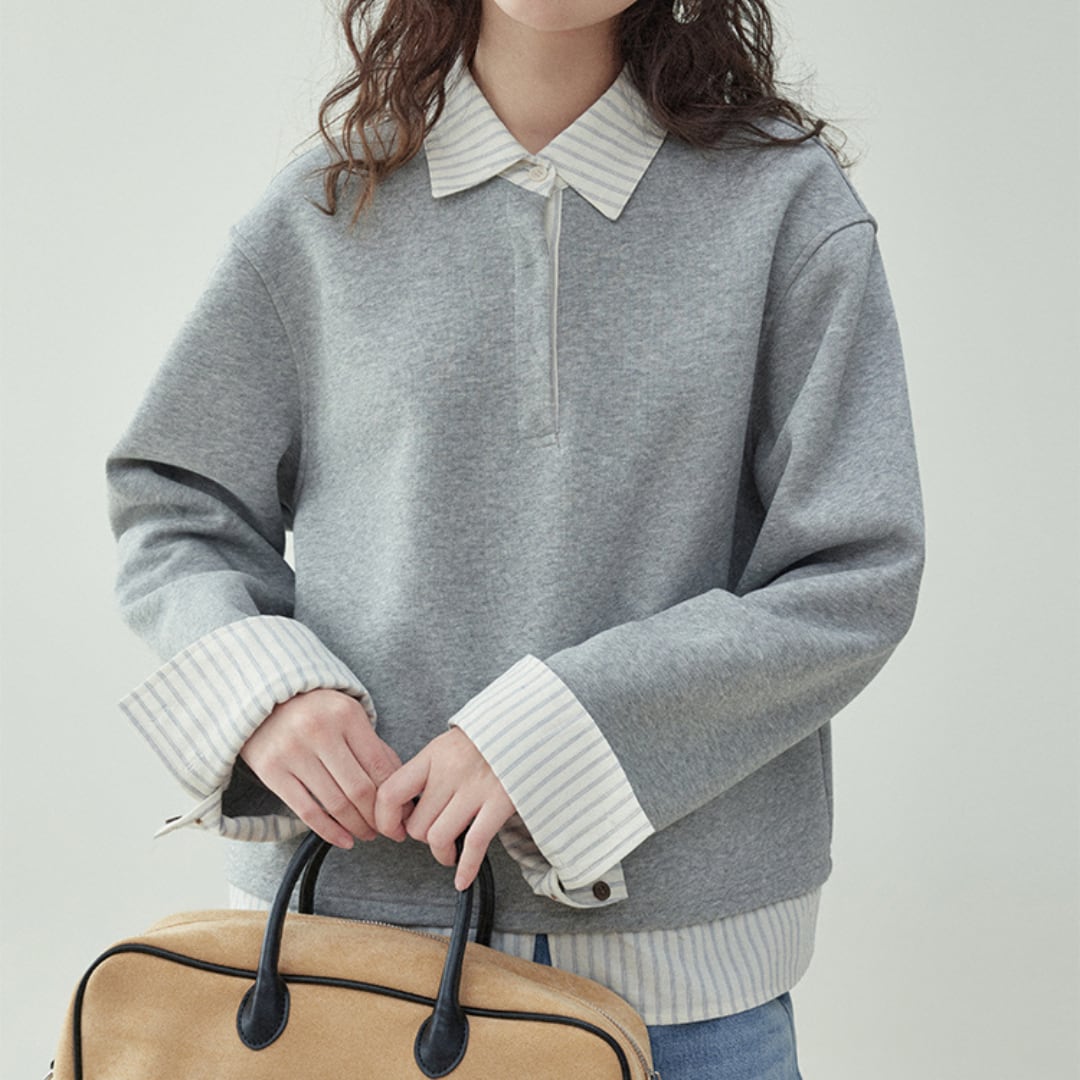 french faux two piece sweatshirt