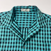 PIERRE BALMAIN ピエールバルマン チェック柄 半袖シャツ L/ミント ブラック/日登美/ビンテージ 90s