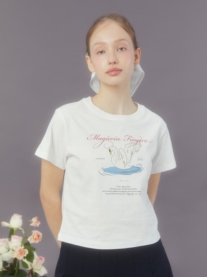 [MARGARIN FINGERS] SWAN LAKE T-SHIRT (WHITE) 正規品  韓国 ブランド 韓国ファッション 韓国代行 マーガリンフィンガーズ 日本 店舗