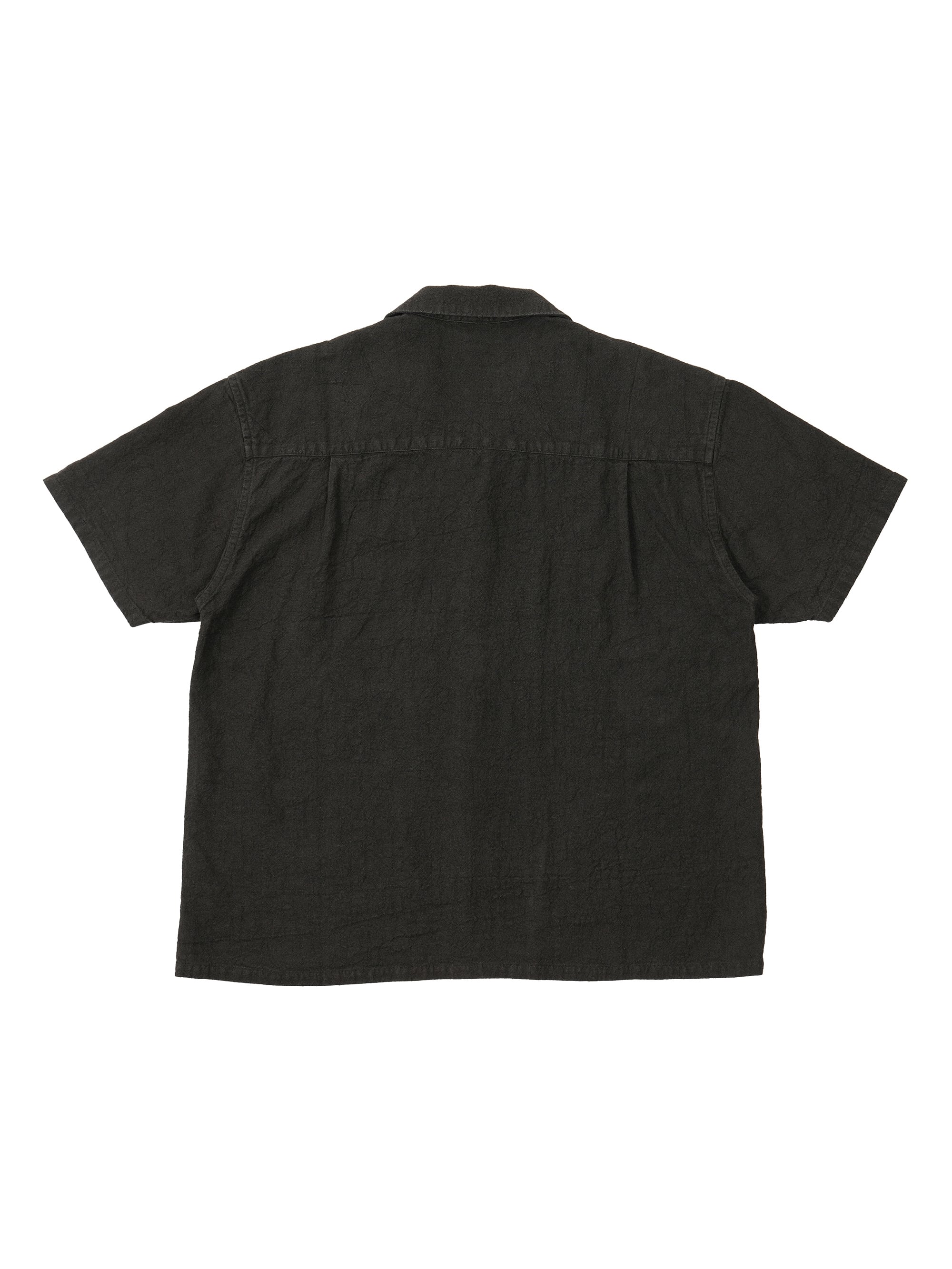 Hemp Short Sleeve Open Collar Shirt (black) | OVY