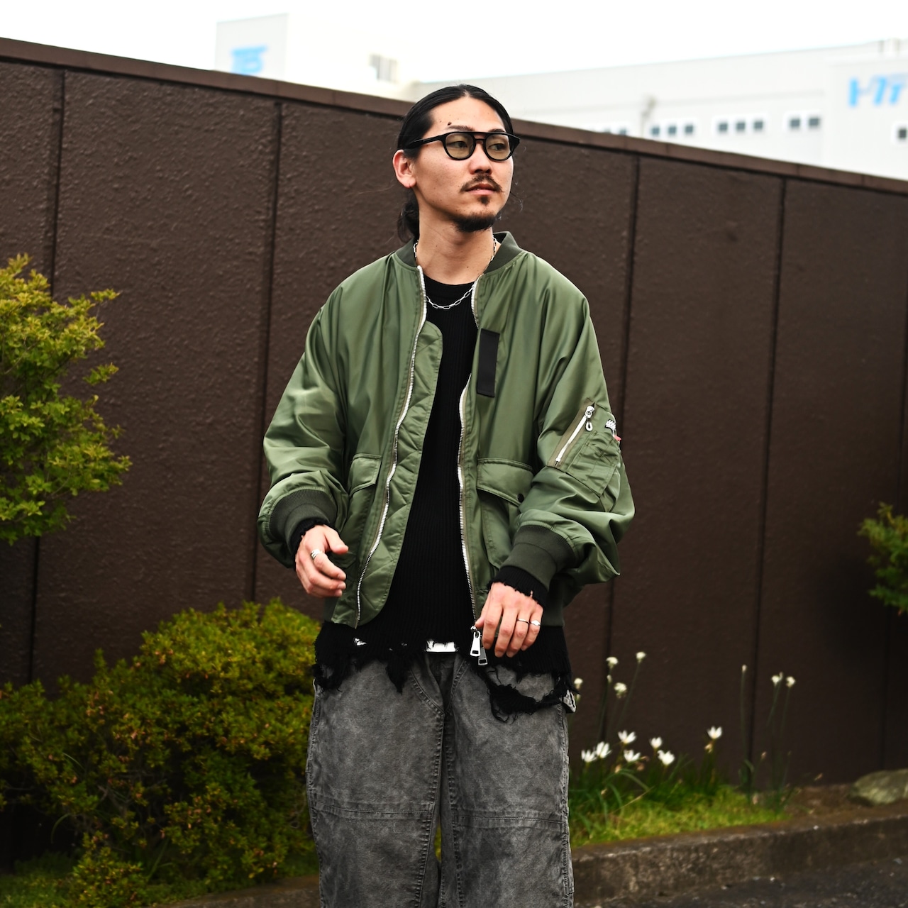 Leh(レー)GANKO別注×damage waffle L/S sweater コーディネート