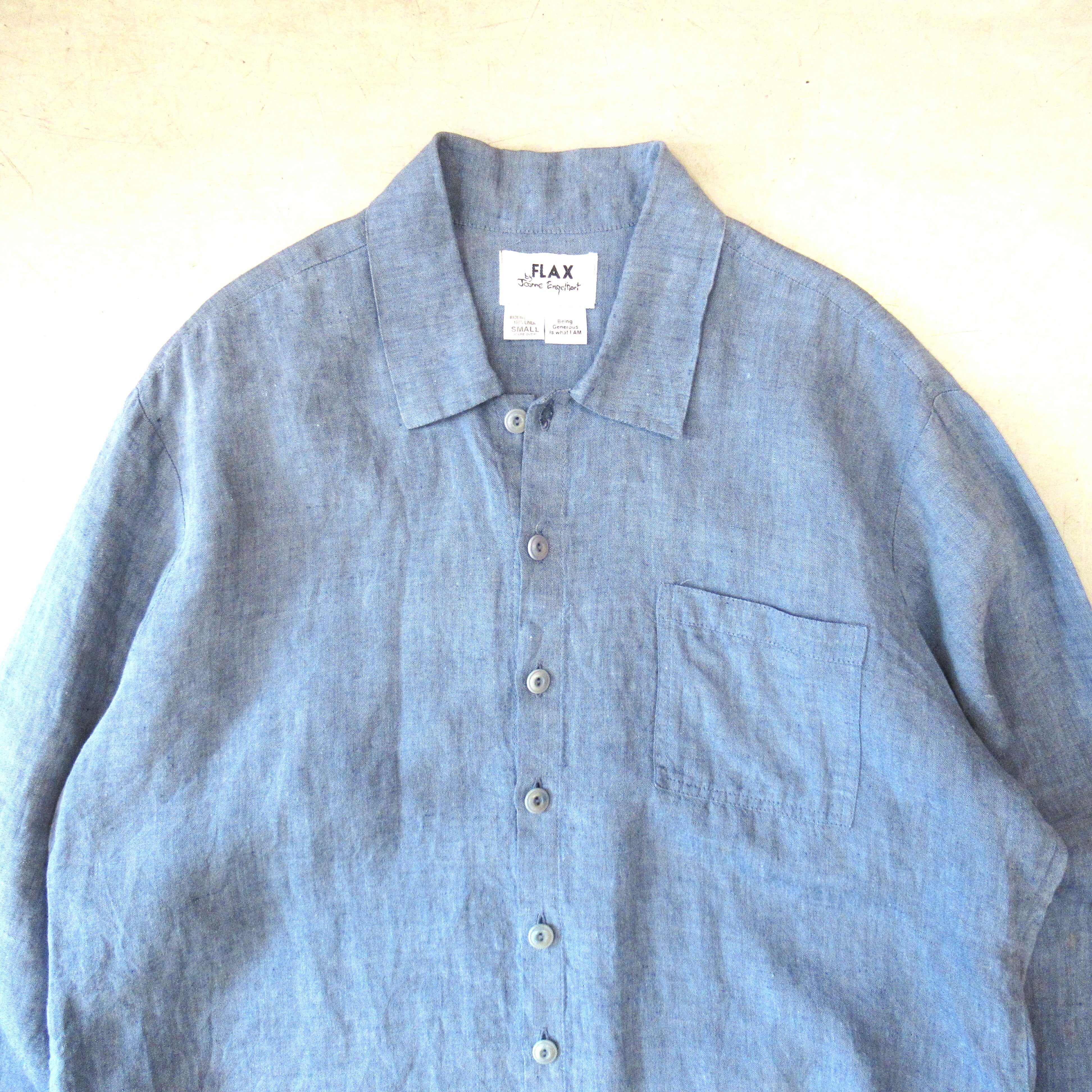 90S FLAX Linen Shirt【SMALL（実寸XL）】 | drop by