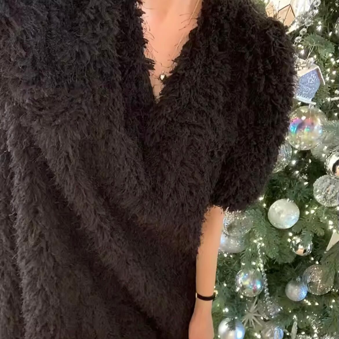 fluffy short sleeve mini dress