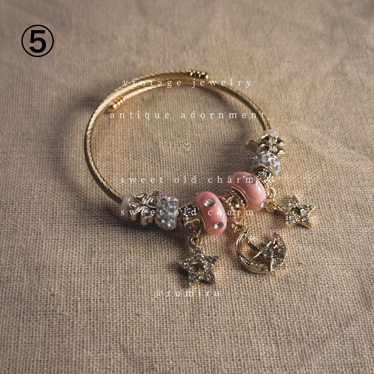 ハンドメイド アンティークムード ノスタルジック ブレスレット - 7