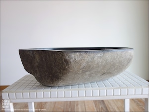 手洗鉢 自然石 洗面ボウルL-A99 洗面器 手洗いボウル 手洗い器 ウォッシュボウル 洗面資材 洗面材料 W53.5 x D40 x H15cm idawash