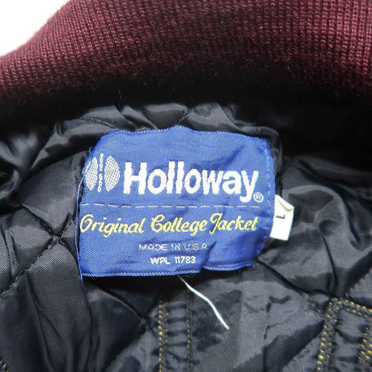 古着 〜90年代 USA製 HOLLOWAY ホロウェイ ウール レザー 刺繍