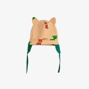 【26AW】minirodini(ミニロディーニ)Kittens aop cat ear baby hat beige(44-46/48-50)帽子 ベビー ボンネット 猫 耳付き
