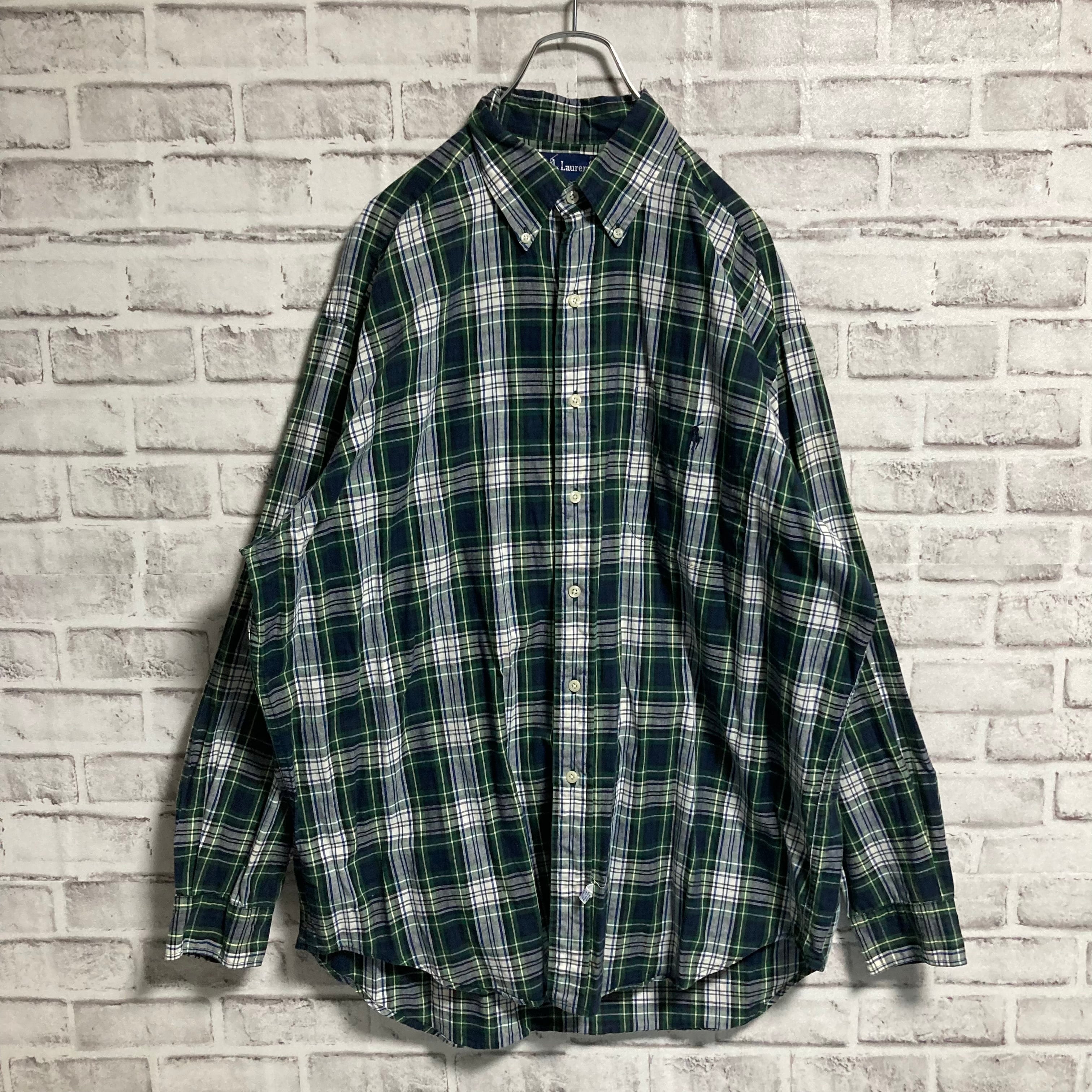 安い ラルフローレン 90s BIG shirt ボタンダウンシャツ チェック XL