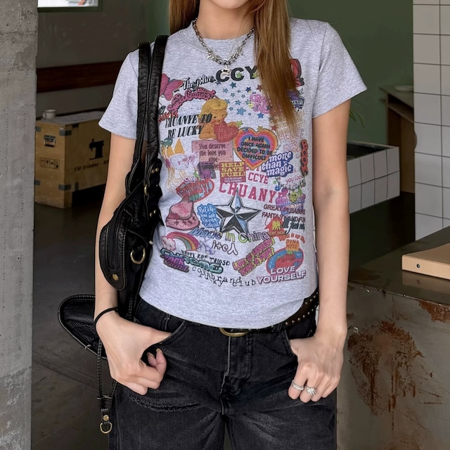 レトロコラージュグラフィックTシャツ 2col R02475