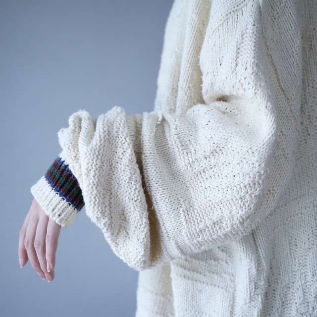 "刺繍" birds design over silhouette cotton knit sweater