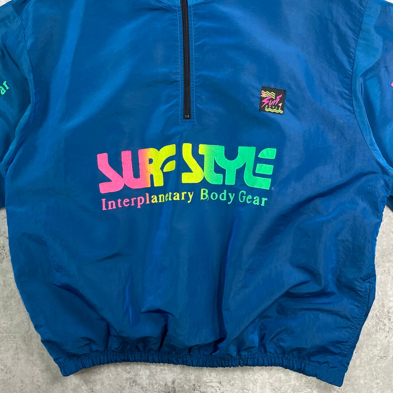 80年代 SURF STYLE サーフスタイル ロゴプリント 袖プリ ハーフジップ