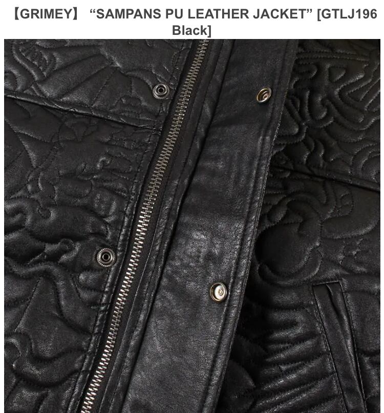 GRIMEY】 “SAMPANS PU LEATHER JACKET” [GTLJ196 Black] | JBOY ONLINE