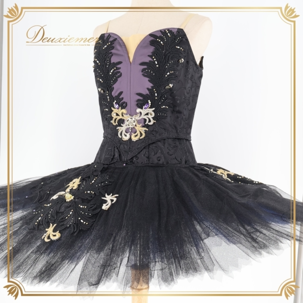 バレエ 衣装 チュチュ 黒鳥 白鳥の湖 黒 コンクール 発表会 ジュニア チュール ダンス パーティ ゴールド 金 ブラック系 バレエ衣装 チュチュ黒 コンクールドレス 発表会用 ダンスコスチューム ブラックチュチュ 子供用ダンス衣装 ゴールド刺繍