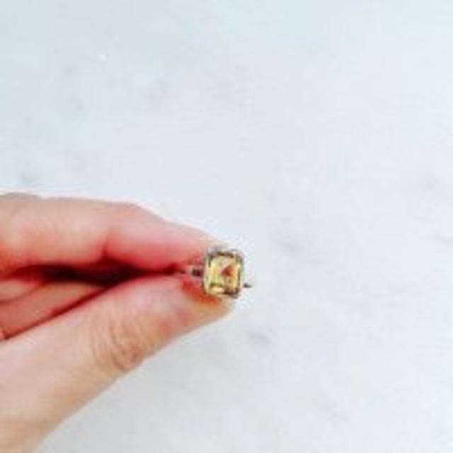 【宝石質・超美石】シトリン　（四角形）　シルバーリング　11号　4121