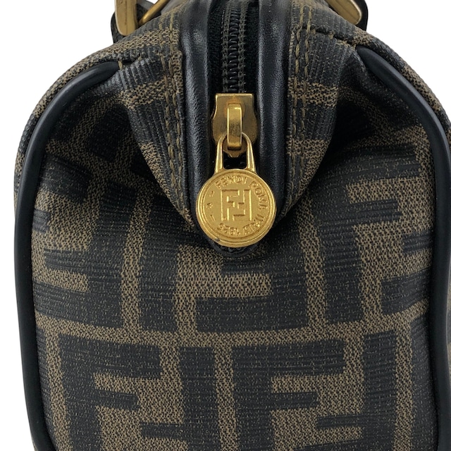 FENDI フェンディ ズッカ ショルダーバッグ ブラック PVCレザー 2way ミニボストン vintage ヴィンテージ オールド prhk66