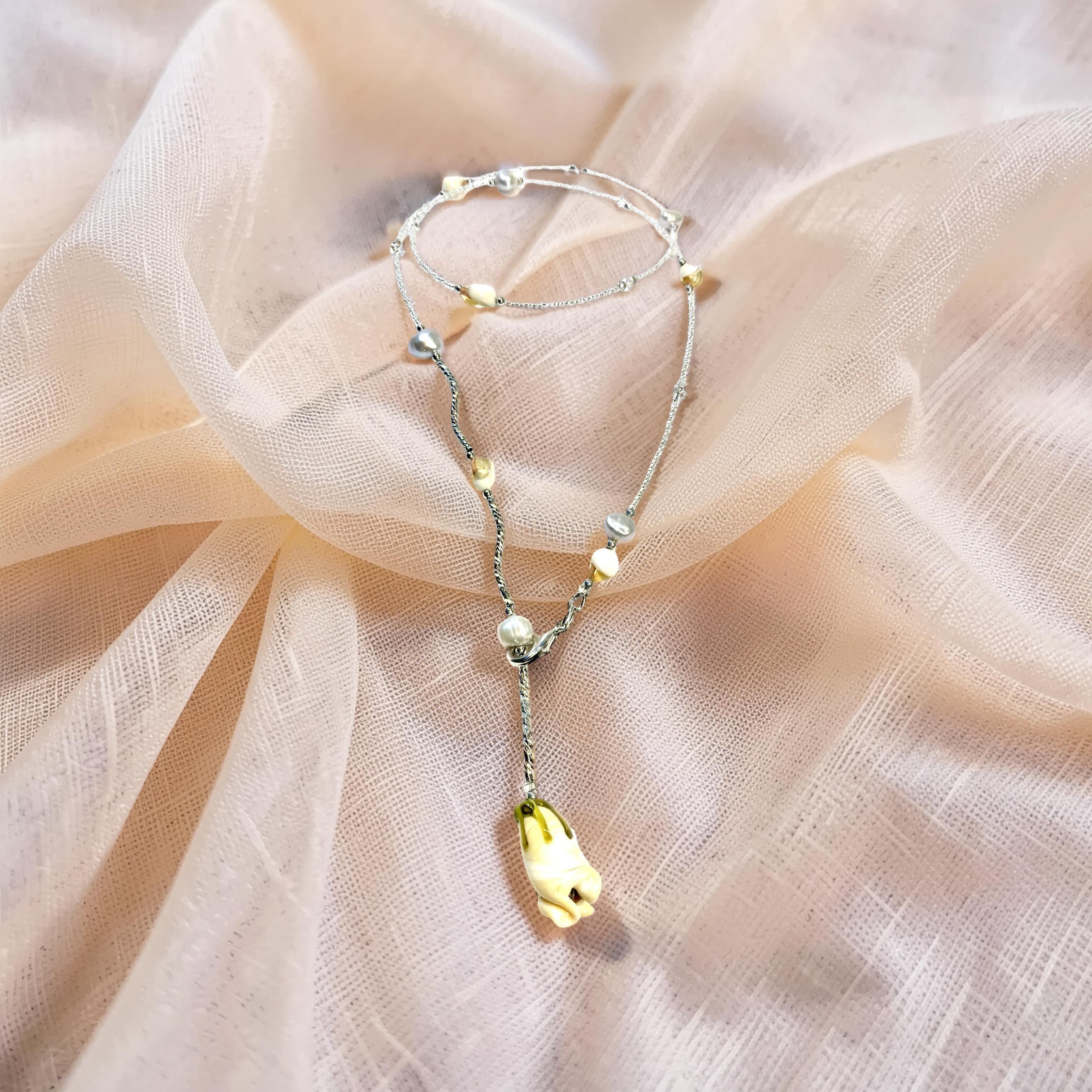 【ネックレス】Bocciolo di Rosa (ボッチョーロ・ディ・ローザ)純白の薔薇