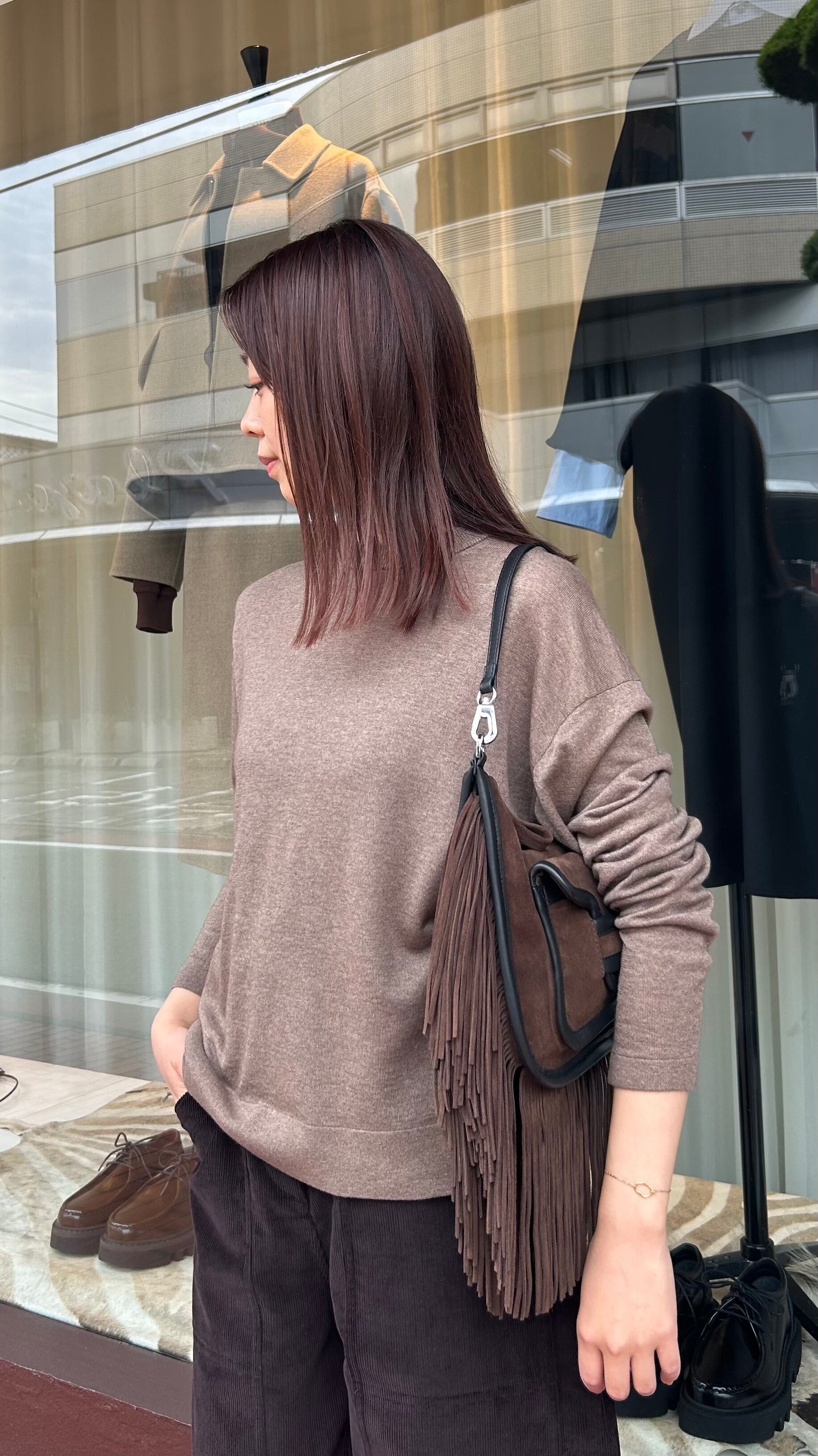 ATON -GARMENT DYED CASHMERE SILK | CREWNECK SWEATER- :RED, :CHARCOAL GRAY,