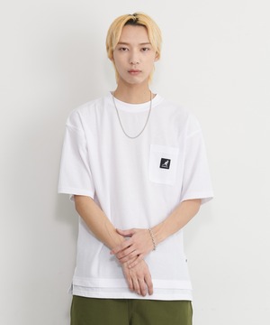 【KANGOL/カンゴール】 Tシャツ 半袖 ポケット付 レイヤード ワッフル ワンポイントロゴ kpmc-10259