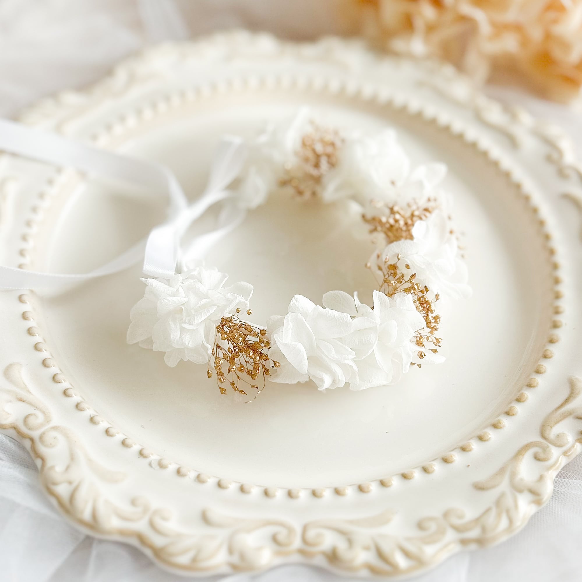 gold white 【ペット花冠】