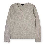 TOMMY HILFIGER トミーヒルフィガー Vネック ニット シャツ トレーナー L/ライトグレー レディース