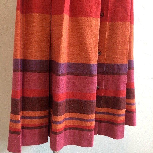 70s multi stripe pleats skirt
