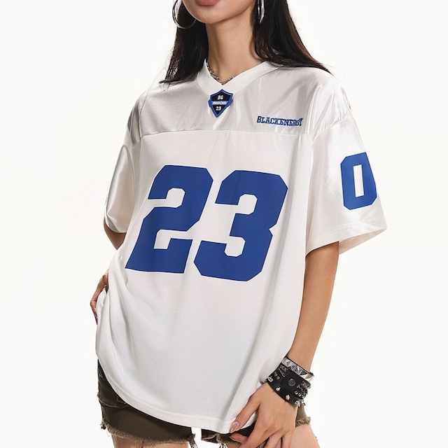 ナンバリングドッキングVネックTシャツ 2col R02241