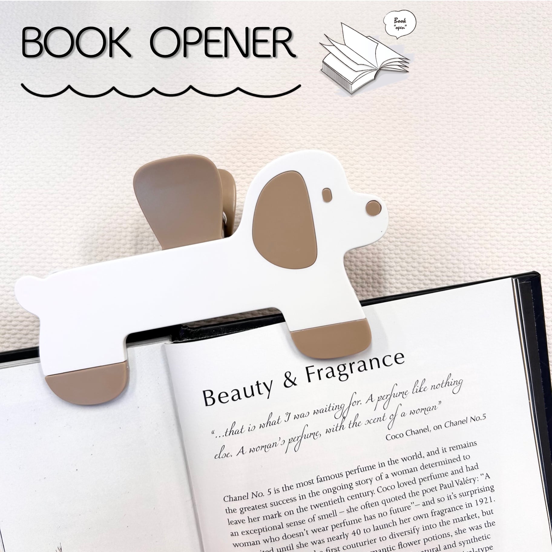 【 ワンちゃん ページ オープナー クリップ 】 1個 犬 いぬ ダックス ダックスフンド ホワイト ベージュ ストッパー 開き留め 参考書 教科書 勉強 便利 レシピ 本 楽譜 ピアノ 分厚い 受験 資格 塾 淡い デスク アイテム ダブル バネ 大学 高校 集中 ながら 文房具 雑貨 デスク アイテム