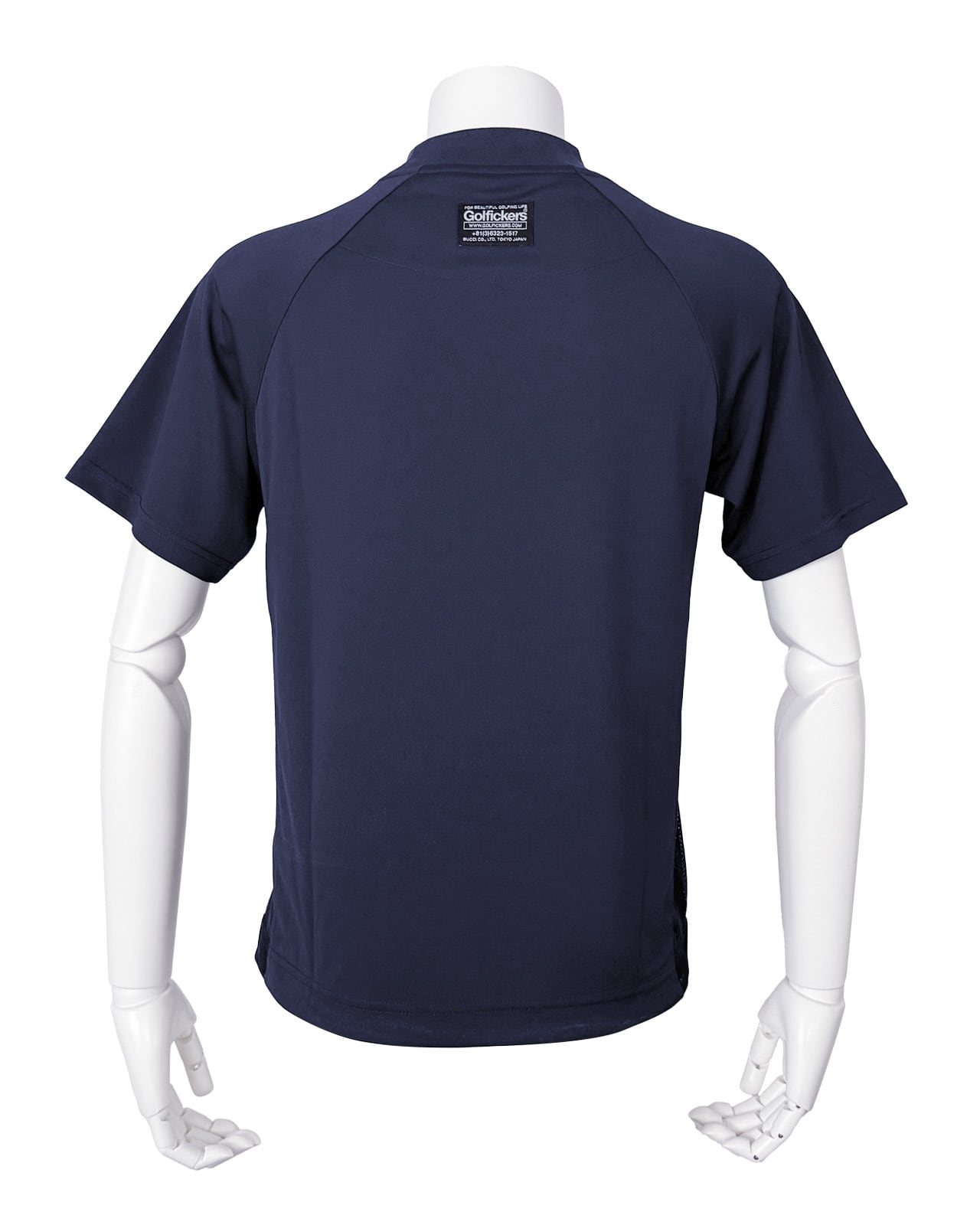 新品】Golfickers モックネック side mesh紺