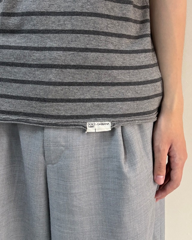 【DOLCE&GABBANA】grey border t-shirt